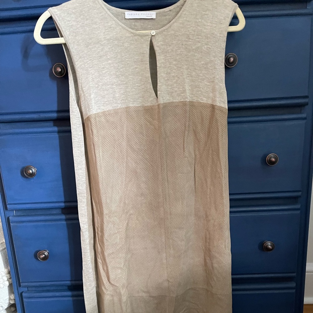Fabiana Filippi size small cotton knit and suede front dress